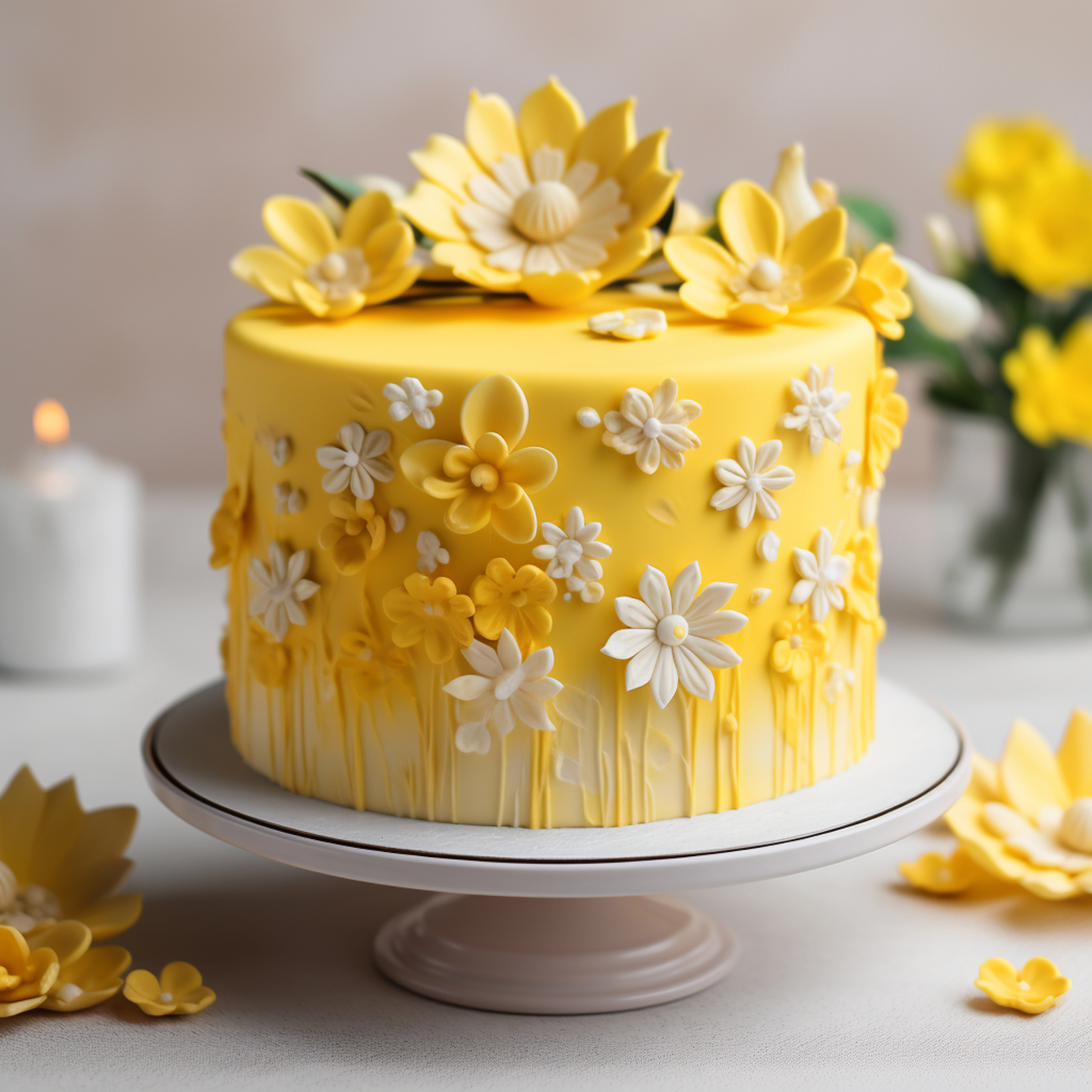 Floral Pineapple Cream Cake