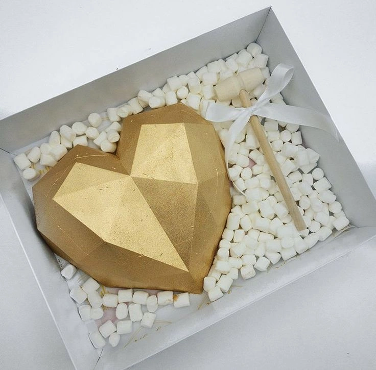 Golden Heart Pinata Chocolate Cake