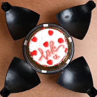 Red Velvet Sugar Hearts Bomb Cake