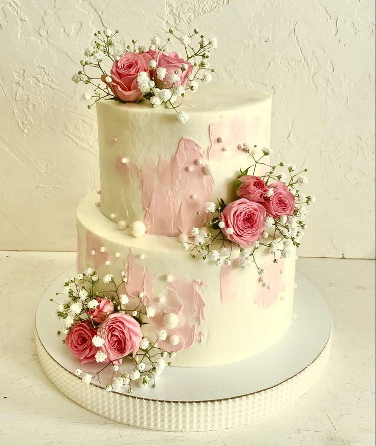 Two-tier Designer Rose Cream Cake