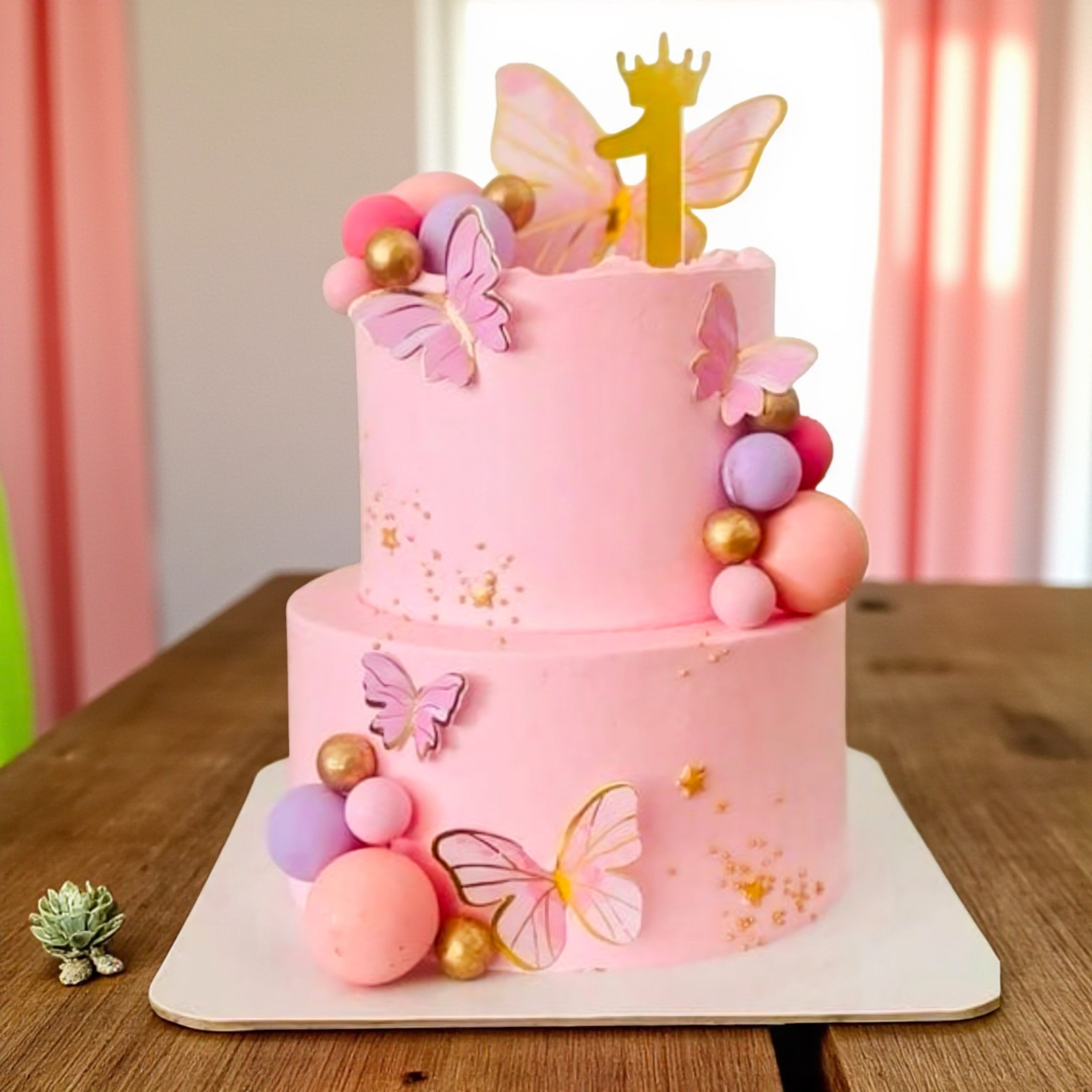 Butterfly First Birthday Cake