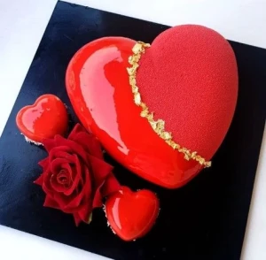 Heart Design Red Velvet Cake