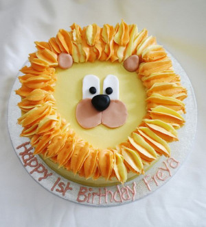 Lion theme Cream Cake