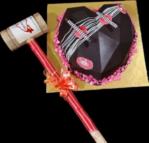 Chocolate Vanilla Heart Shape Pinata Cake