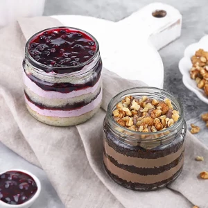 Luxurious Blueberry & Choco Walnut Jar Cakes