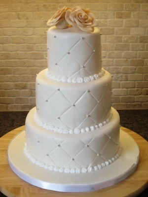 Silver Pearl Three Tier Fondant Cake