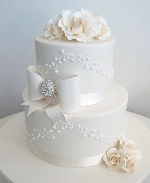2 Tier White Party Fondant Cake