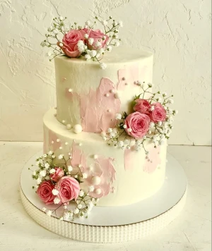 Two-tier Designer Rose Cream Cake