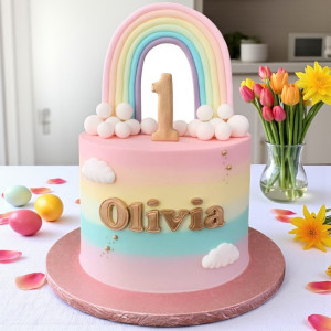 First Birthday Rainbow Cake