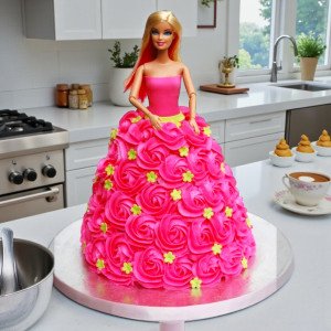 Cream Fantasy Barbie Cake
